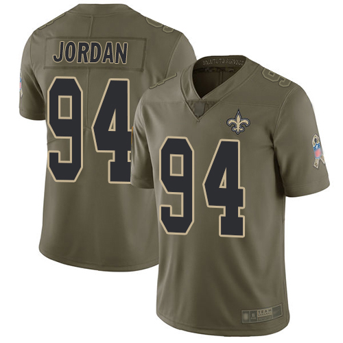 Men New Orleans Saints Limited Olive Cameron Jordan Jersey NFL Football #94 2017 Salute to Service Jersey->new orleans saints->NFL Jersey